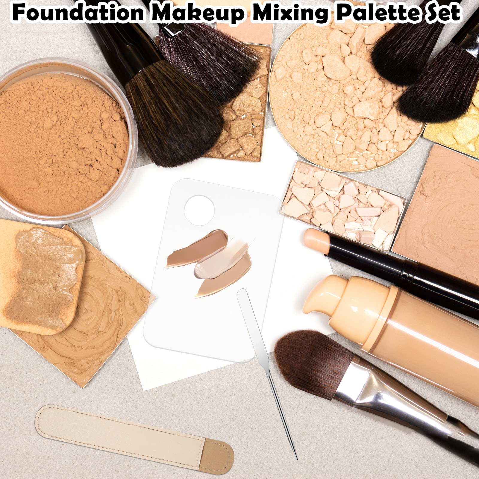 Set coreano di spatole per trucco, vassoio per palette di miscelazione trucco acrilico con strumenti per trucco spatola raschietto per fondotinta cosmetico, set di palette per miscelare fondotinta