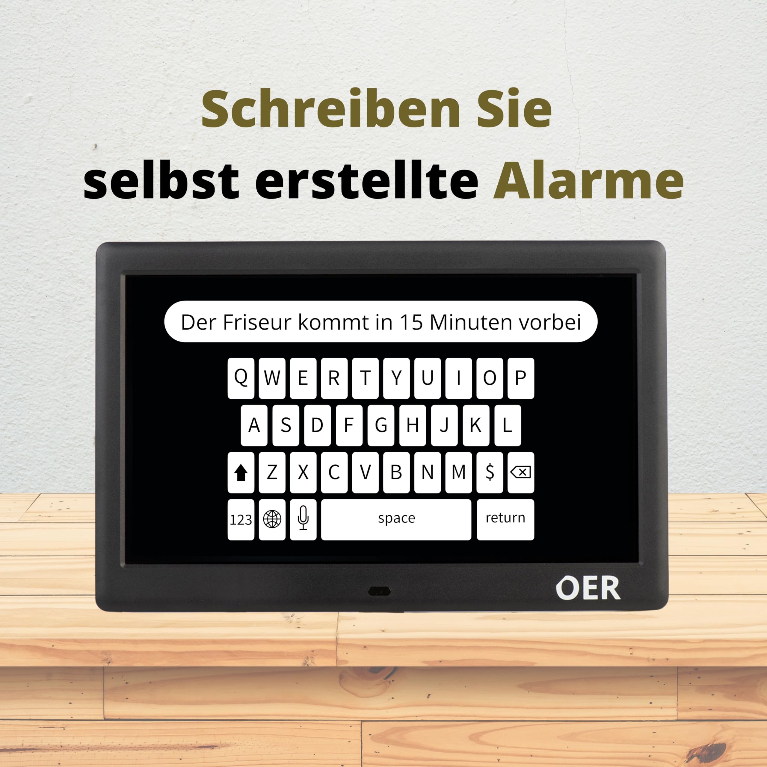 OER - Demenzuhr XXL - Digitaler Kalender und Seniorenuhr - Digitale und analoge Anzeige - Kalenderuhr für Demenz - Schreiben eigenen Alarme - (10 Zoll, Schwarz)