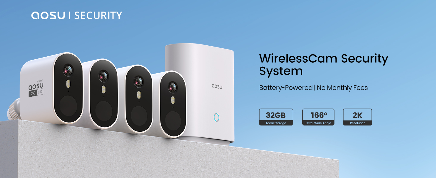 Amazon.com : AOSU Security Cameras Outdoor Wireless, 4-Cam-Kit