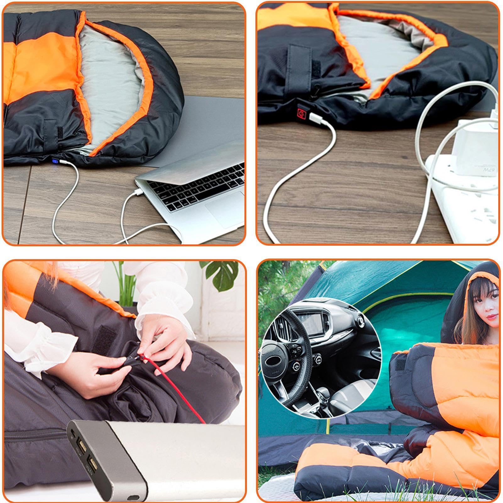 Saco De dormir-Con Calefacción Eléctrica: De dormir-Cálido Portátil Que | Funciona Con Baterías, De Descanso Térmica Para Exteriores Con Aislamiento | Saco De dormir-Con Calefacción Para A
