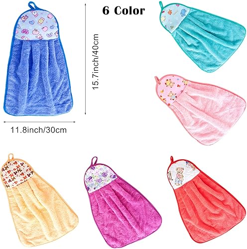 Miniatura 6 de PINOWU Paquete de 6 toallas de mano colgantes súper suaves para cocina y baño, toallas de mano de terciopelo coral grueso ultra absorbente con lazo