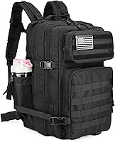 Vista 1 de Mochila táctica militar de 45 L para senderismo, hombres y mujeres, mochila militar Molle para camping, pesca, viajes, Negro -, Mochilas de mochila