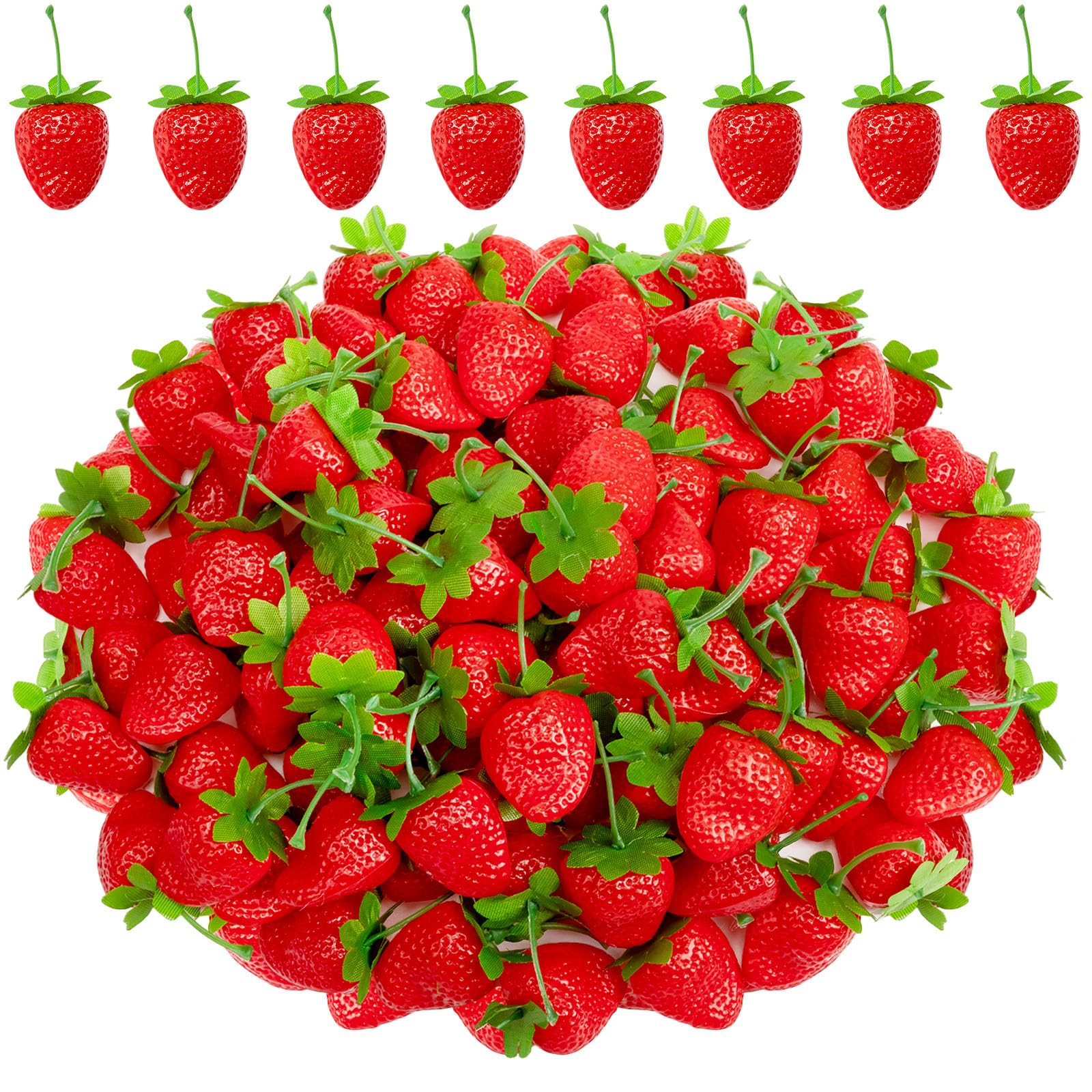 Lyrow 100 Pieces Artificial Strawberries 2.2inch/2.76inch/3