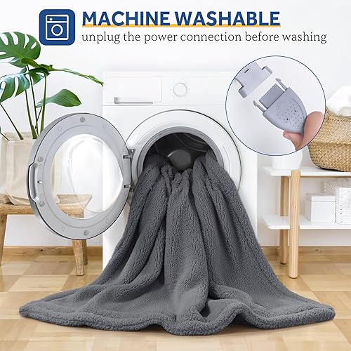 Miniatura 6 de SEALY Manta eléctrica tamaño individual, manta térmica de sherpa suave con un solo control con 10 niveles de calefacción y ajustes de apagado