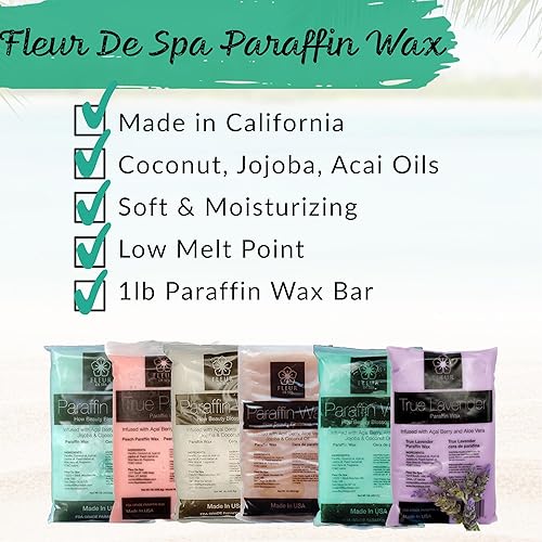 Miniatura 24 de FLEUR DE SPA - Recambios de cera de parafina de 1 libra - Fabricado en Estados Unidos - Infundido con aceites de coco y jojoba - Hidratante