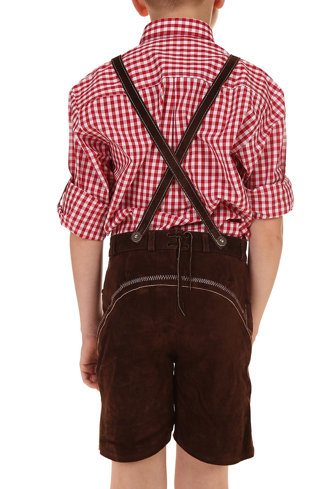 Isar-Trachten Niños Piel Pantalón Corto 55810 dunkelbr