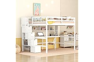 Bellemave Full Size Loft Bed – Study, Sleep, and Store in Style