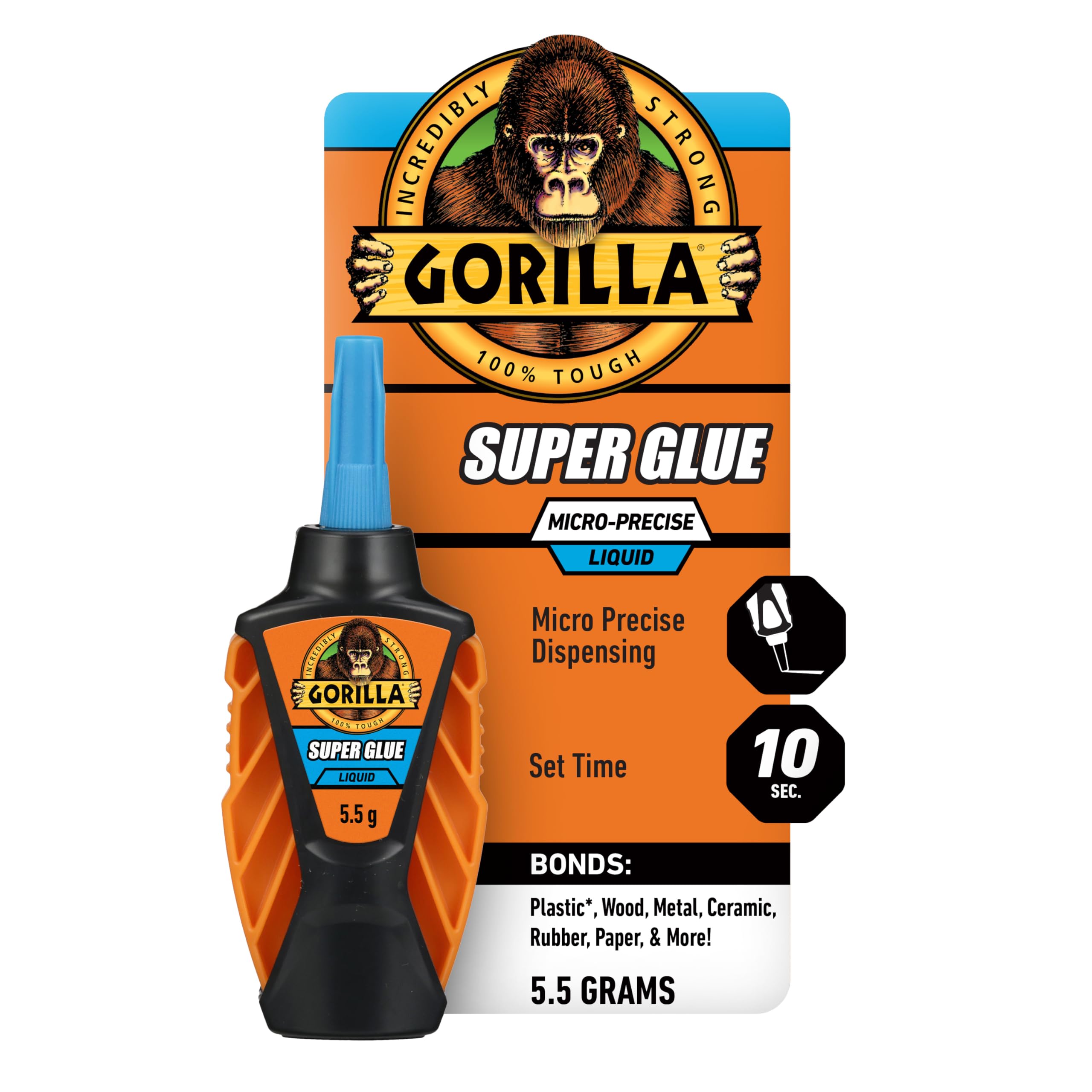 Gorilla Micro Precise Super Glue, Clear Glue, 5.5 Gram (Pack of 1) - All Purpose and Fast Setting for Projects and Repairs