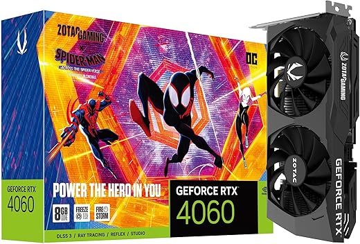 Zotac Gaming GeForce RTX 4060 8GB OC Spider-Man: Across The Spider-Verse Bundle GDDR 6 8GB 128 Bits PCIe 4.0 DLSS 3