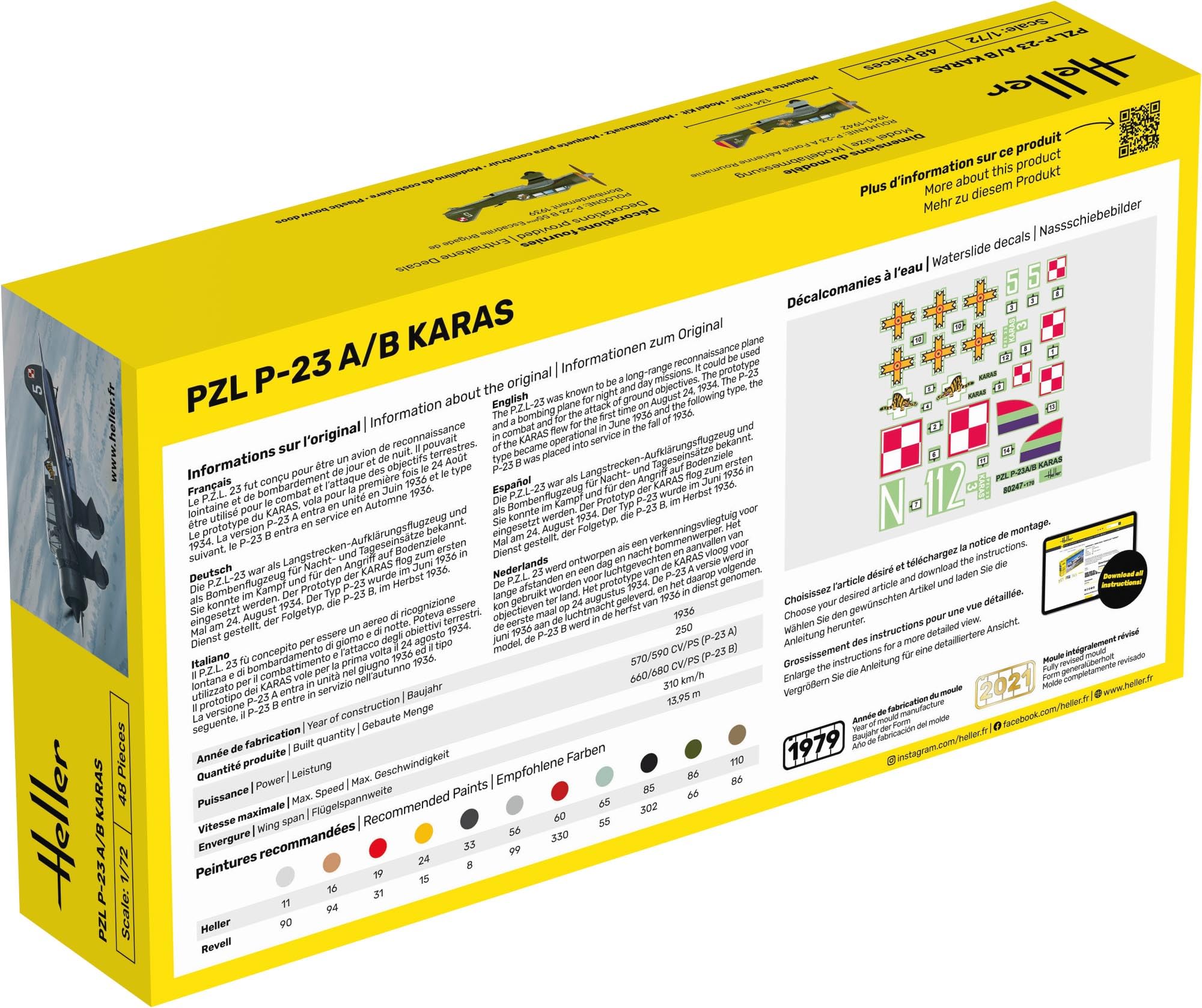 Heller 1:72 Gift Set - PZL 23 Karas, Unpainted - Image 2