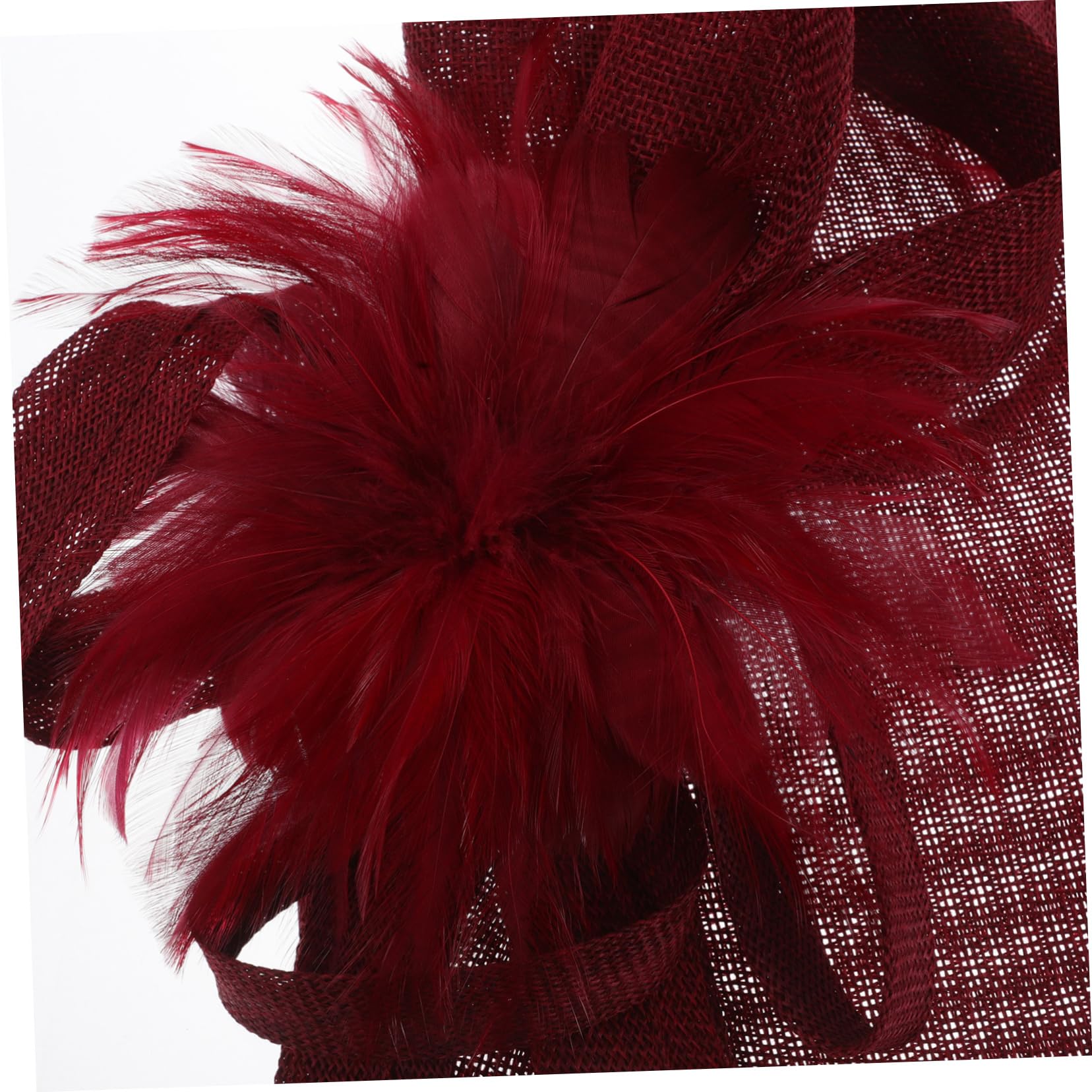 Fascinator Cappello Clip per Donna, Elegante, Rosso Scuro | Set Leggero per Party e Varie Occasioni, Lino Artificiale, Poliestere e Piume, Stile Fashion