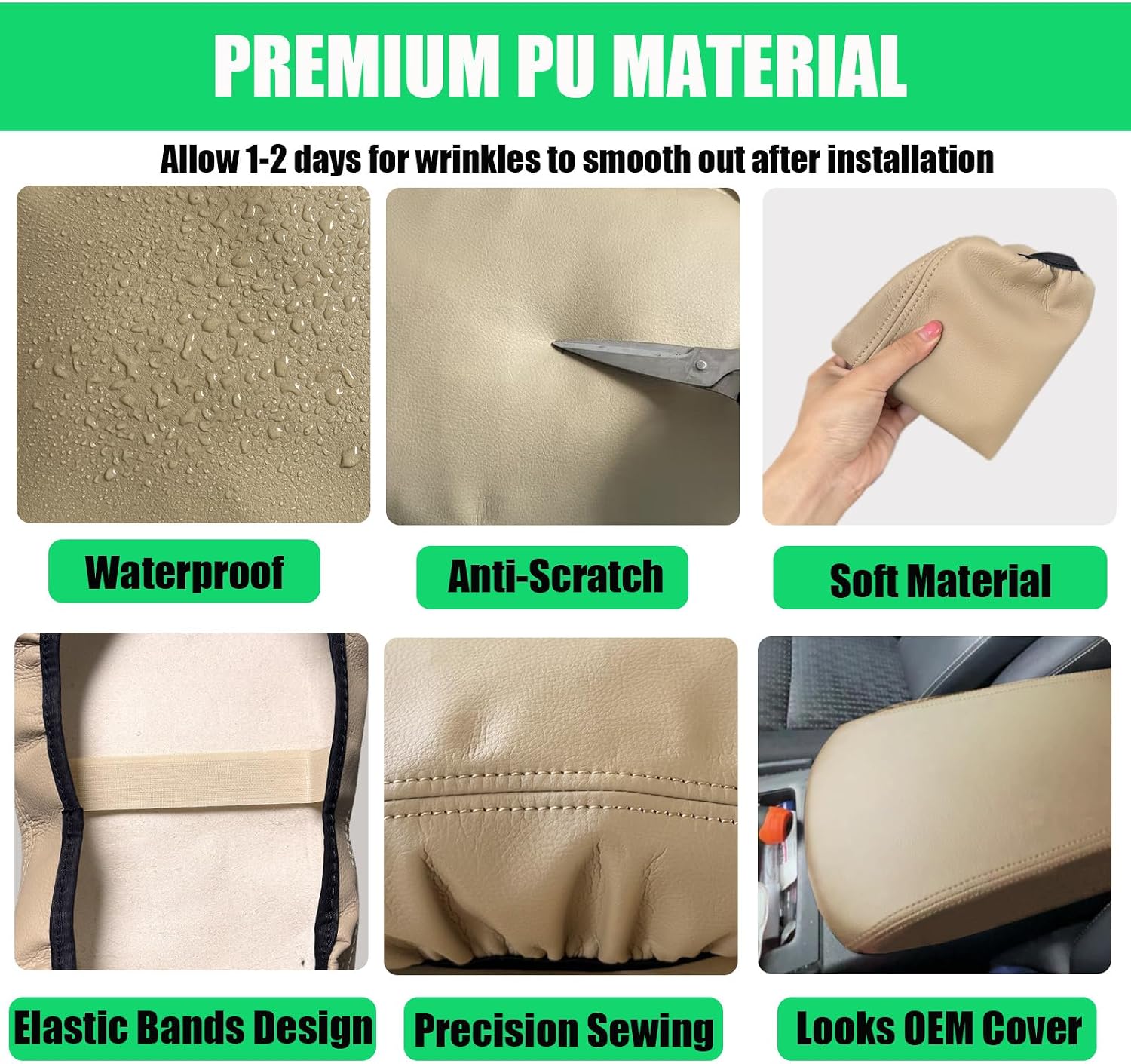 Center Console Cover for 2013-2018 Altima - Durable Armrest Protector, Easy Installation, Non-Slip Backing, for Altima 2018-2013 Interior Accessories - Beige