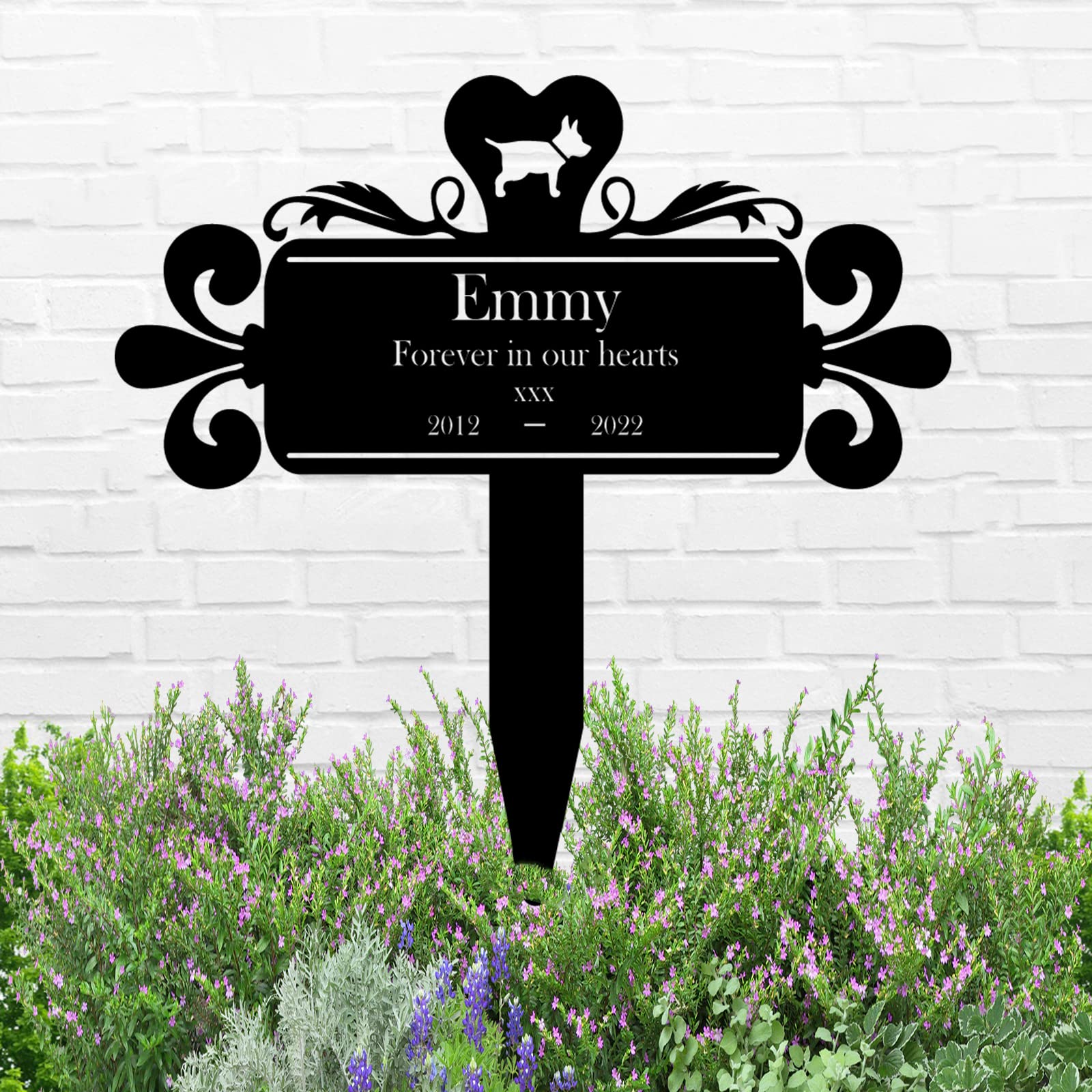 Dog Memorial Grave Stake Custom,Personalized Dog Memorial Engraved Sign,Pet Sympathy Gift for Dog Lover,Metal Sign Pet Headstones Plaque Burial Stake for Cemetery Garden Yard Outdoor Grave Marker
