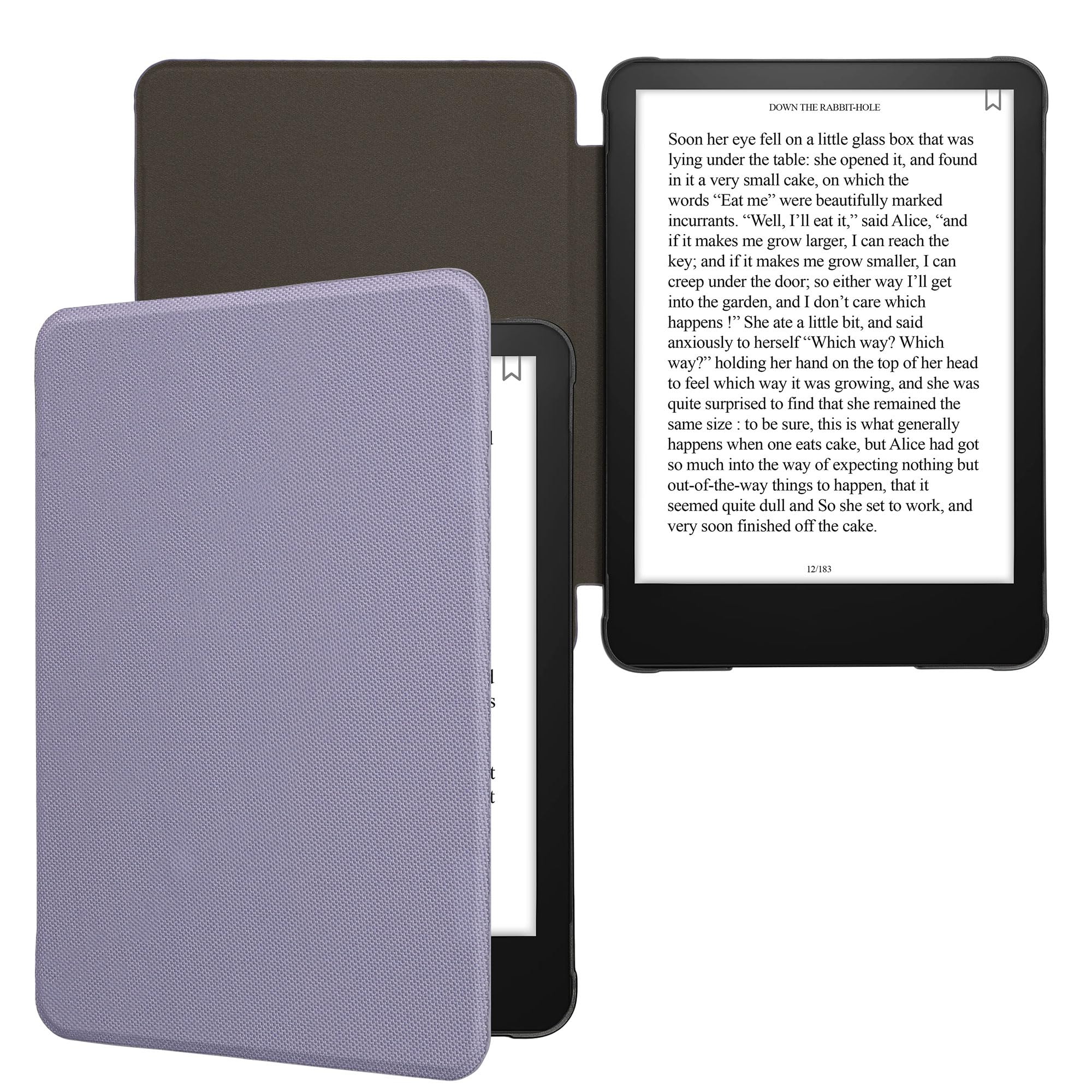 kwmobile Case Compatible with Amazon Kindle Paperwhite (2024)/Colorsoft - Nylon Protective e-Reader Cover Folio Book Style Case - Lavender