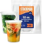 [48 Sets -16 oz.] Plastic Deli Food Storage Containers with Airtight Lids - Soup Containers with Lids