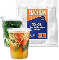 Vista 9 de Recipientes de delicatessen con tapas [48 juegos – 8 onzas.] Pequeño recipiente de plástico para sopa – Contenedores desechables de almacenamiento