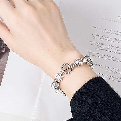 Miniatura 4 de H&Beautimer Pulsera de plata 925 maciza hecha a mano italiana de 0.350.4 pulgadas, pulsera de cadena de caja para hombres de 7, 7.5, 8, 8.5, 9, 9.5