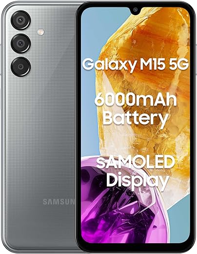 Samsung Galaxy M15 5G (Stone Grey,4GB RAM,128GB Storage)| 50MP Triple Cam| 6000mAh Battery| MediaTek Dimensity 6100+| 4 Gen. OS Upgrade & 5 Year…