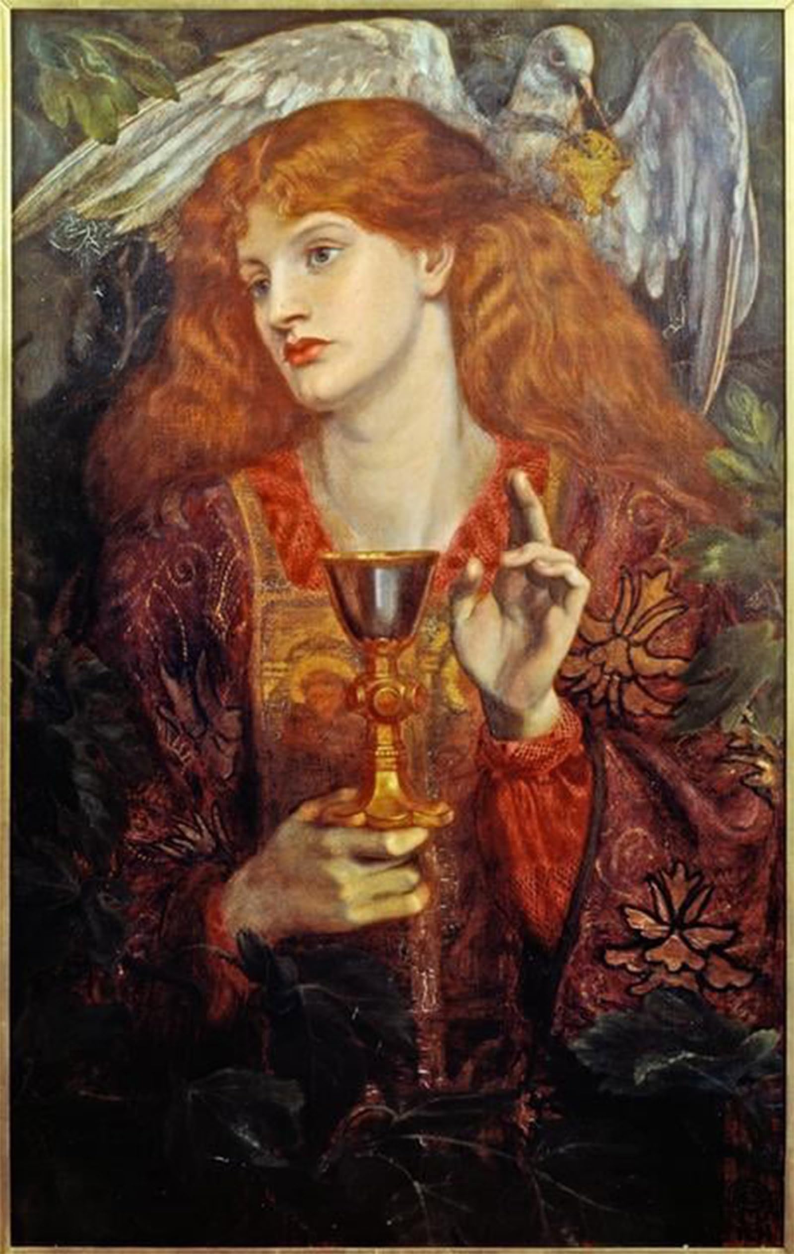 SERENDIPITP Vintage Wall Art Canvas Nordic Poster Canvas Print Picture the Damsel of the Sanct Grail by Dante Gabriel Charles Rossetti Wall Art Poster for Home Decor 60x90cm