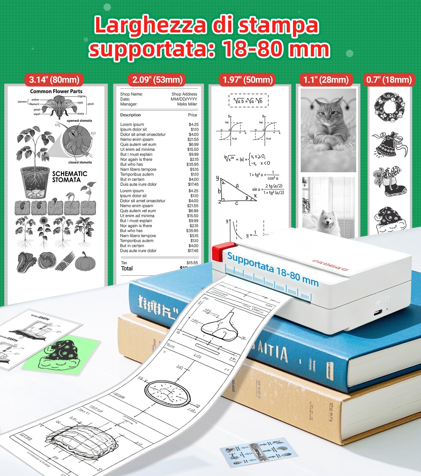 ORGBRO X3 Stampante Termica Bluetooth, Mini Stampante Portatile Senza Fili per Casa/Ufficio/Viaggi, Appunti, Foto, Etichette, Planner, 300DPI Stampante Adesivi per Smartphone - iOS/Android (Bianco)