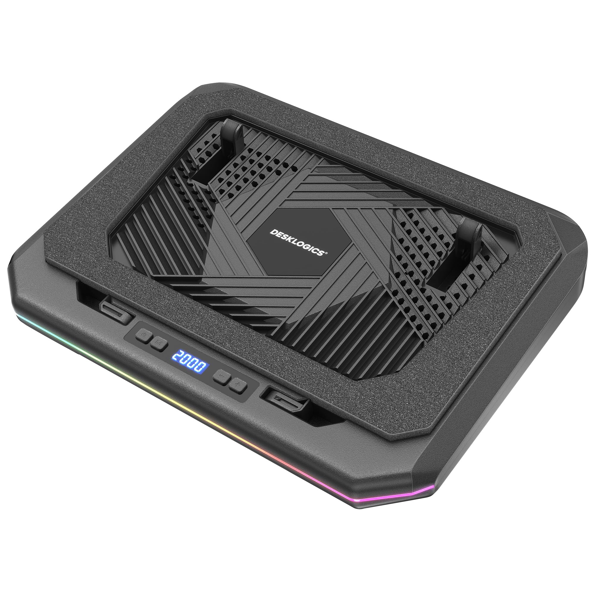Tappetino di raffreddamento per computer portatile, ventola turbo silenziosa per laptop e MacBook da 12-19 pollici, supporto di raffreddamento regolabile in altezza con luce RGB, cuscinetto