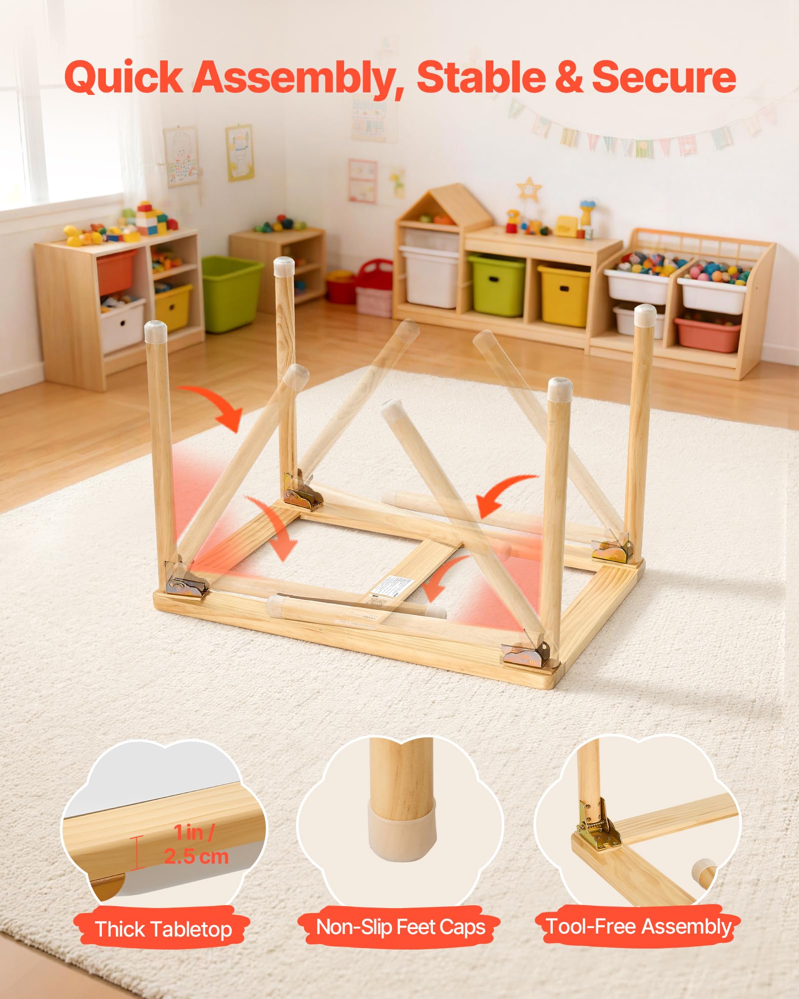 VEVOR Tavolo Sensoriale per Bambini Piccoli, Scrivania da Gioco Pieghevole in Legno con Piano a Doppio Lato, Contenitori Portaoggetti e Piedini Antiscivolo, per attività con Sabbia e Acqua Crescita