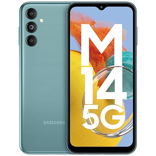 Samsung Galaxy M14 5G (Berry Blue,6GB,128GB)|50MP Triple Cam|Segment's Only 6000 mAh 5G SP|5nm Processor|2 Gen. OS Upgrade & 4 Year Security Update|12GB RAM with RAM Plus|Android 13|Without Charger