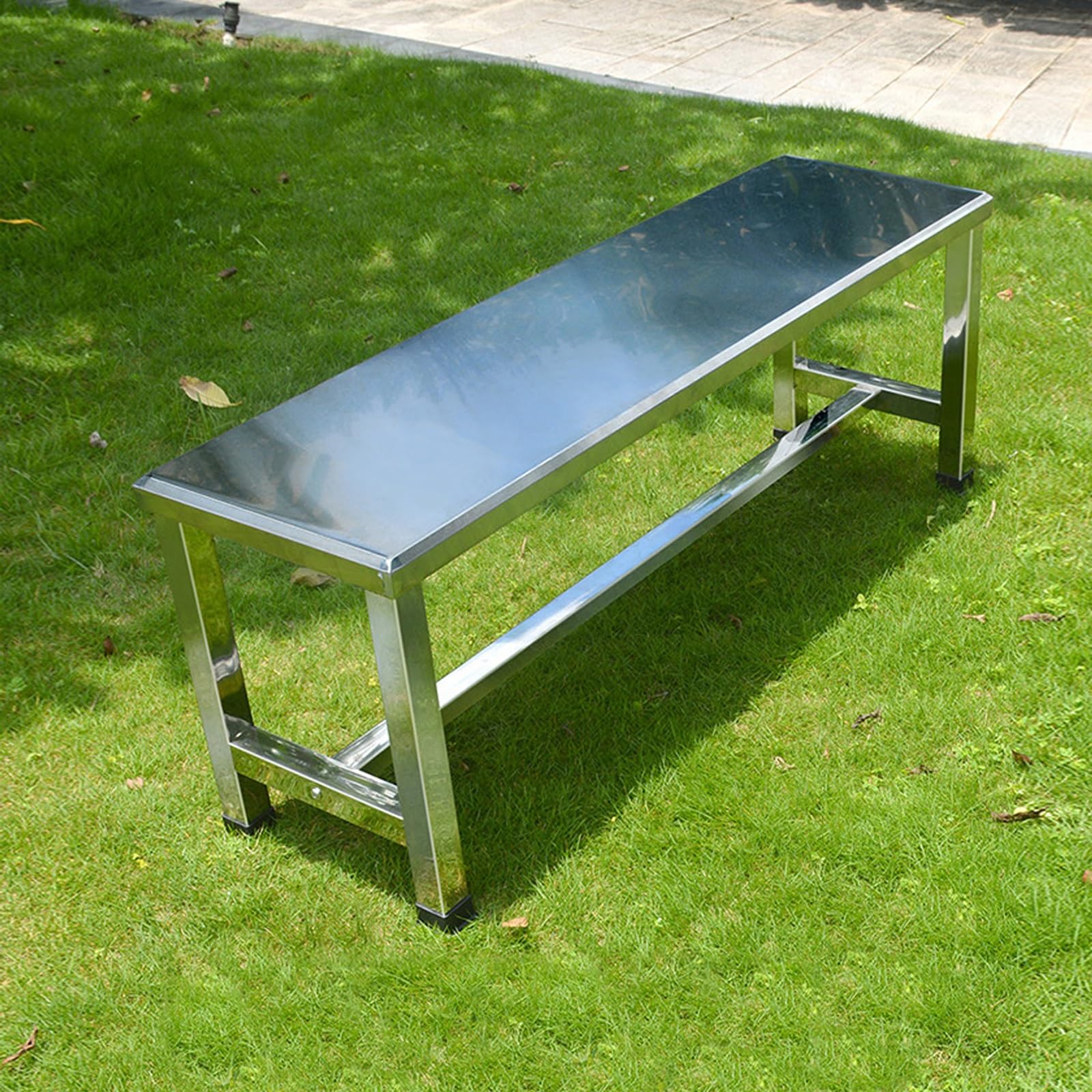 Panca da giardino in metallo in acciaio inox 304, ideale per patio esterno, spogliatoio, parco, laboratori, ospedali