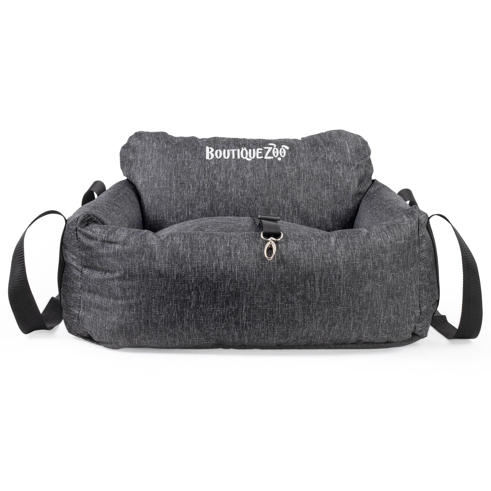 Luxuriös Auto Sitz für Hunde | Autositz für Rückbank, Vordersitz | Universal Waschbar für Hunde und Katzen | Polyester | Größe: 55 x 65 cm | Farbe: Schwarz