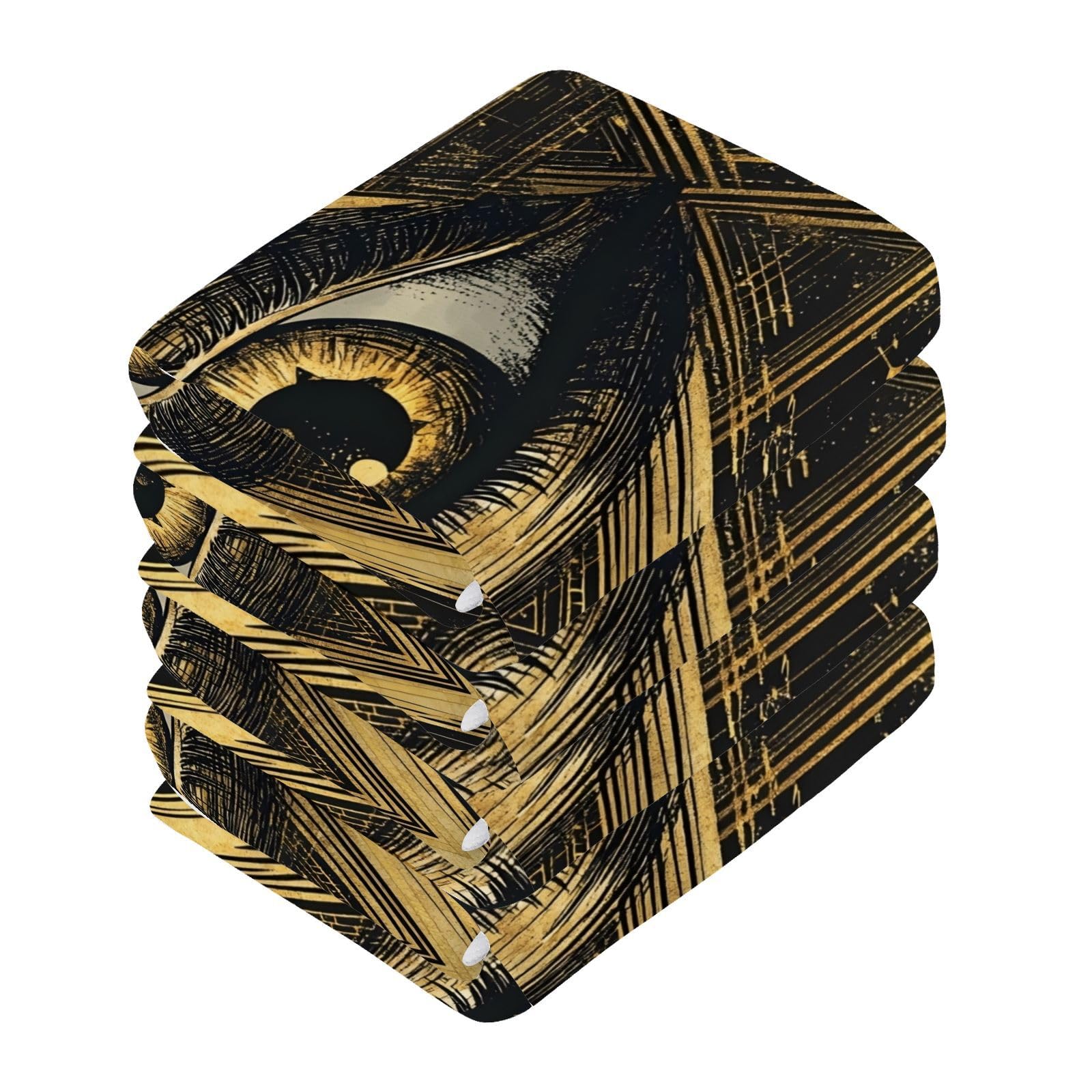 YANENDIE Astrological Eye Washcloths Towels, Highly Absorbent and Soft Cotton Face Cloths, 6 Pack Quick Dry Wash Cloths - 12 X 12 Inches