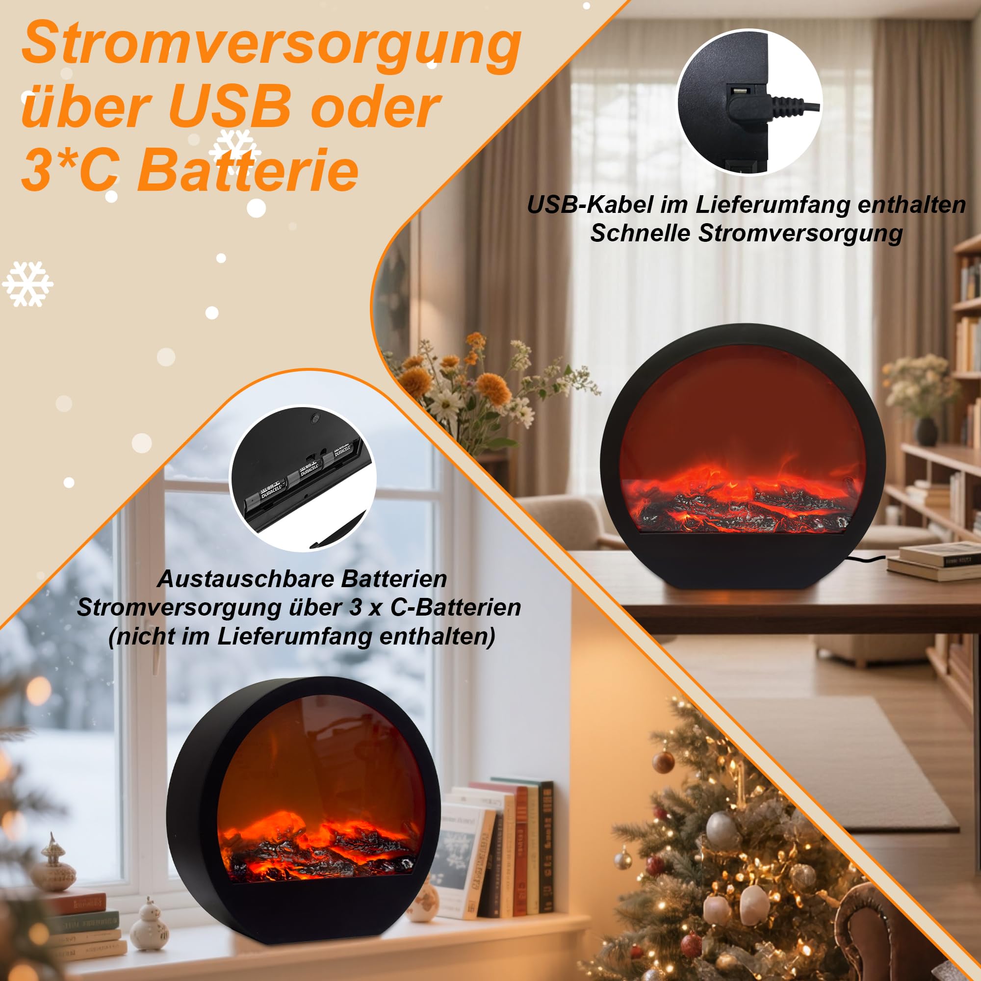 Led Kamin, Kaminlampe, Elektrische Kamine Mit Flammeneffekt | USB-Betrieben, Batteriebetrieben, Kaminfeuer Simulation, Tischkamin Ornament