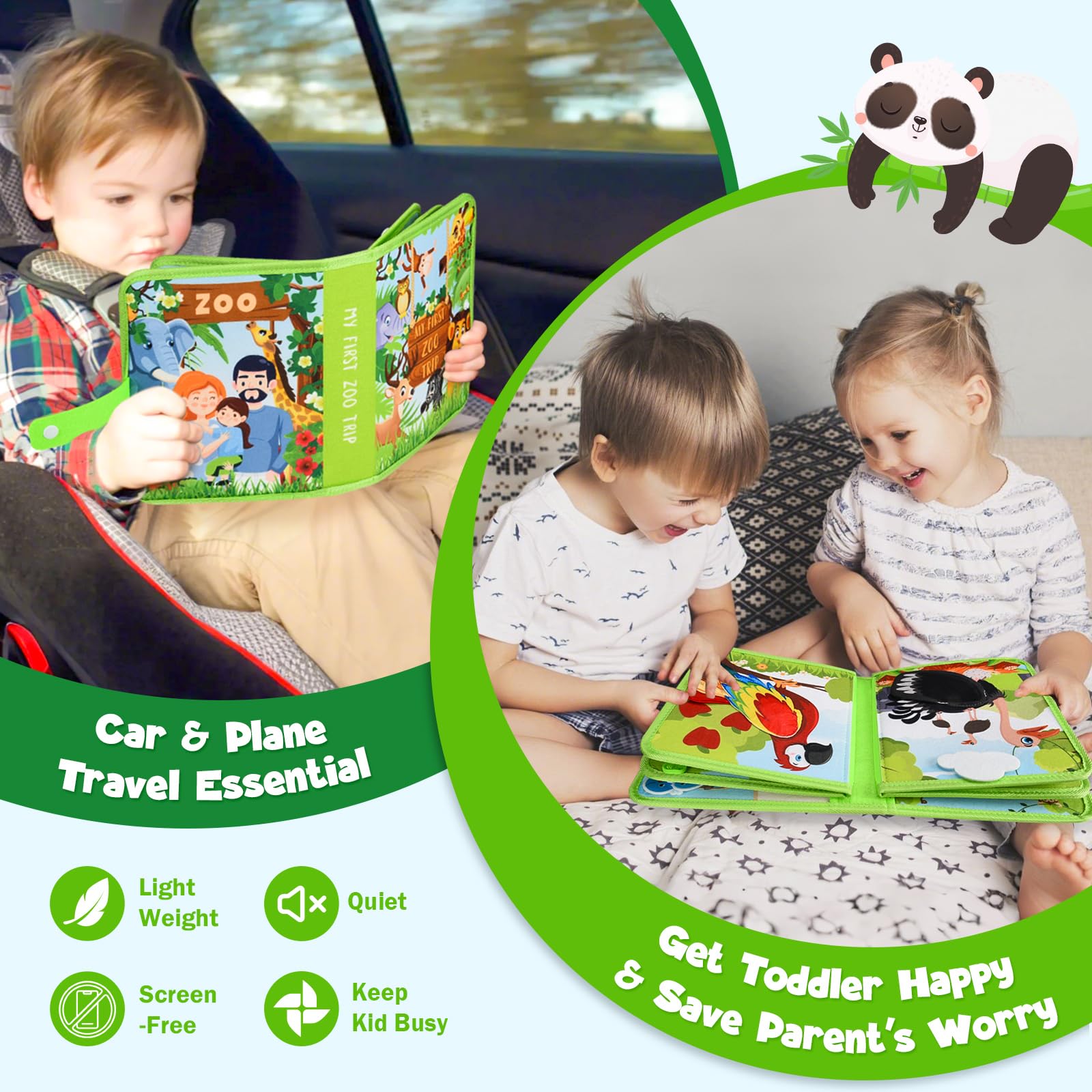 Livre D’activités Montessori « Mon Premier Zoo » – 23 Activités, Dès 1 An, Jouet Sensoriel De Voyage