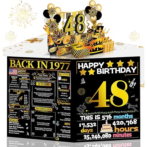 Miniatura 35 de Joycard Tarjeta de cumpleaños número 42 para mujeres y hombres, regalo de feliz cumpleaños 3D desplegable para ella y él, divertidas decoraciones