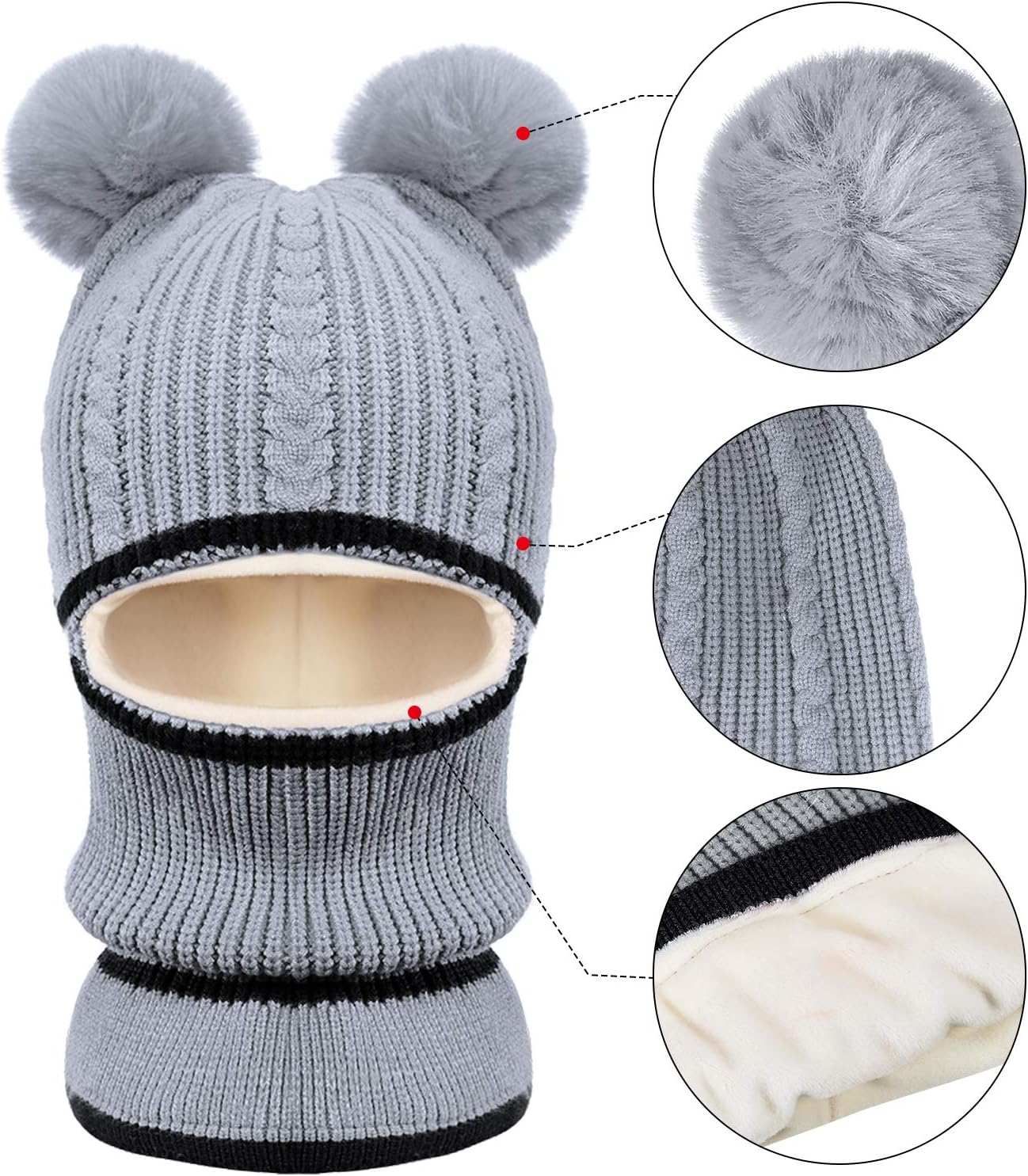 2 Pieces Kids Hood Scarf Kids Knit Hat Winter Thick Earflap Skull Caps for Boy Girls - Image 2