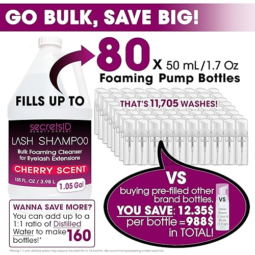 Miniatura 9 de Champú de pestañas a granel para extensiones profesionales de pestañas  1 galón con 50 tarjetas de cuidado posterior de extensiones de pestañas