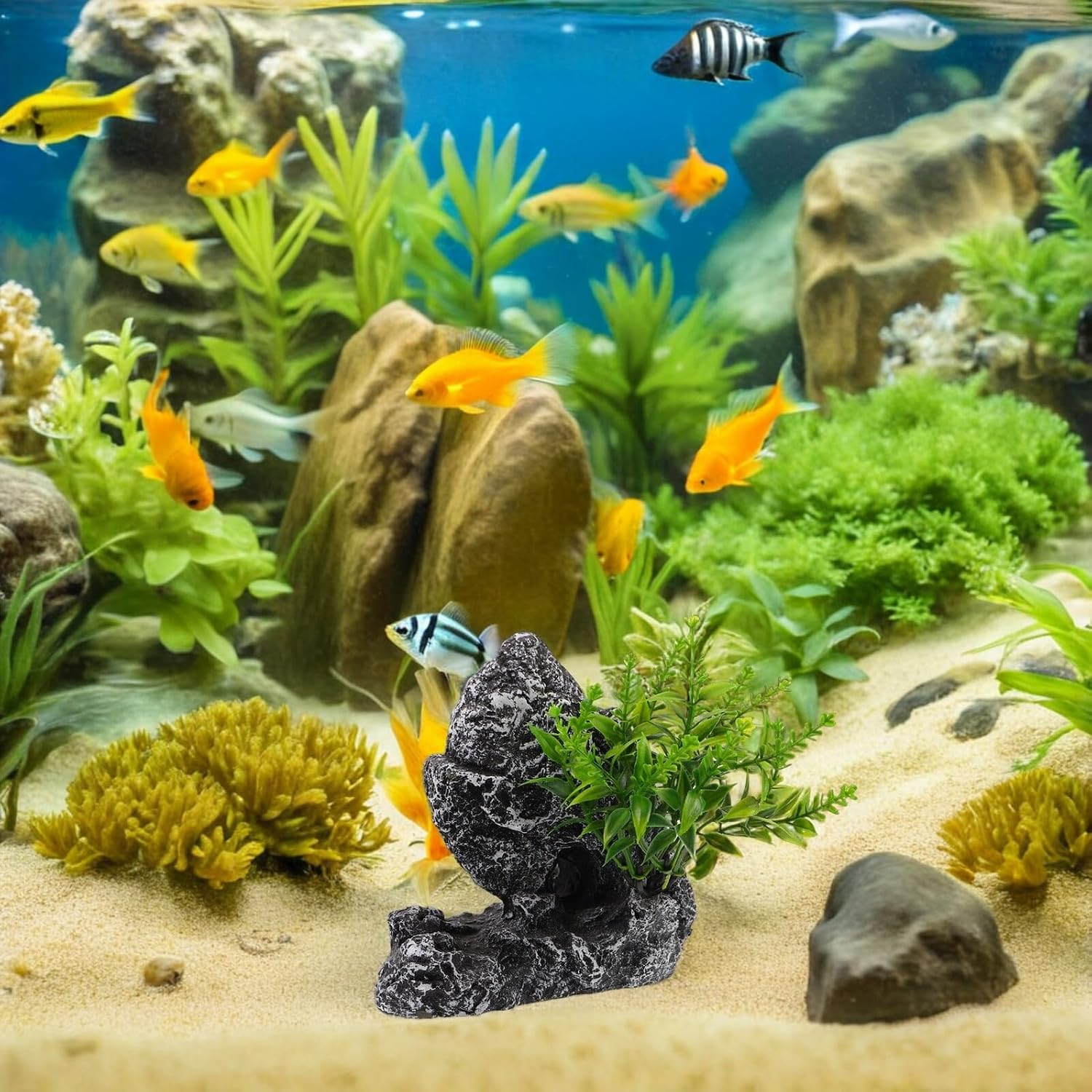UPKOCH Aquarium Mountain Rock Decor Fake Stone Landscape with Hiding Cave Artificial Fish Tank Rocks Shelter for Freshwater and Saltwater Aquariums