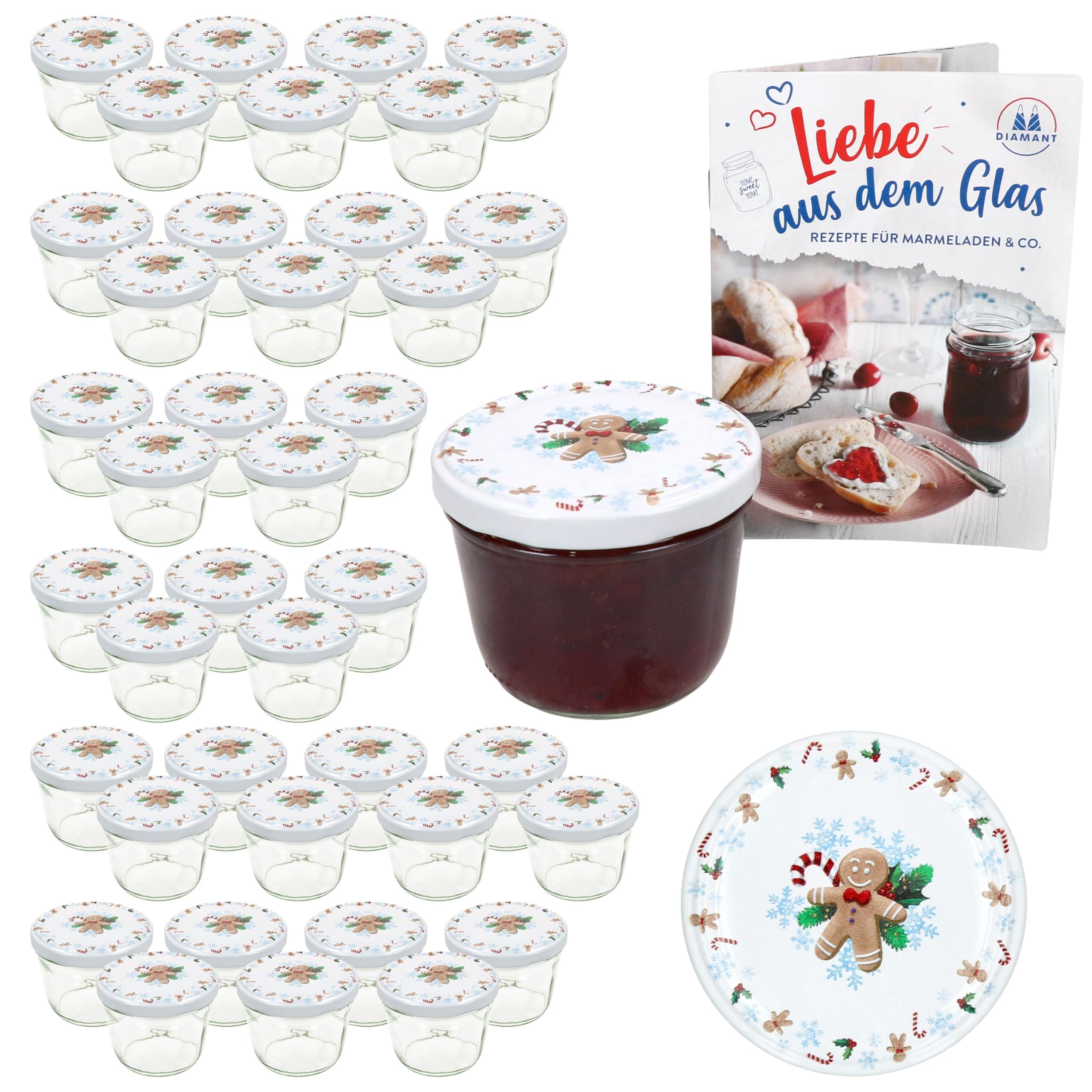 MamboCat Lot de 40 bocaux en verre de 230 ml avec couvercle à visser Candyman bleu glacé I Bocaux de conservation + couvercles TO 82 + livret gratuit I Bocaux de conservation et conservation