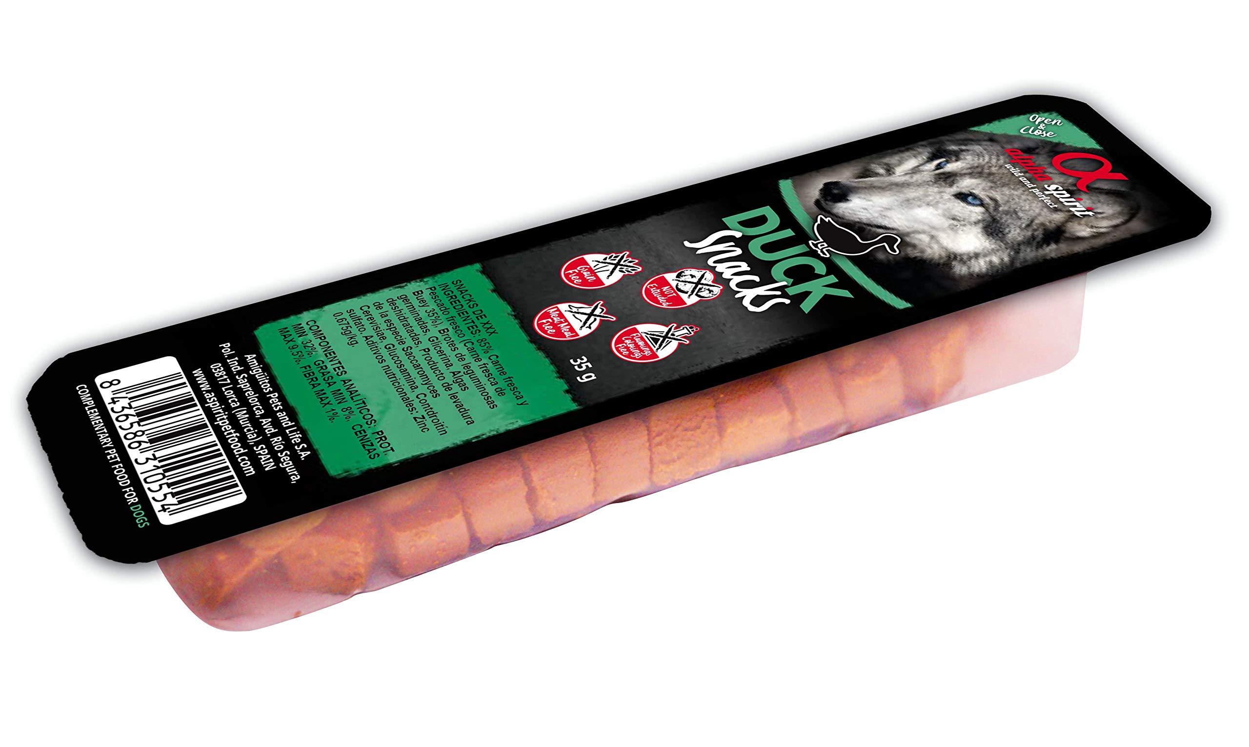 ALPHA SPIRIT Canine Snack Pato Caja 16X 35GR