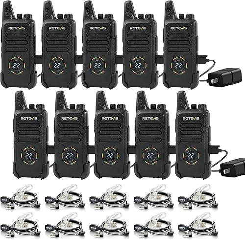 Miniatura 11 de Retevis RT22S Walkie Talkies para adultos, radios FRS portátiles bidireccionales (paquete de 10) con cargador de 10 vías, radio de mano de 2 vías