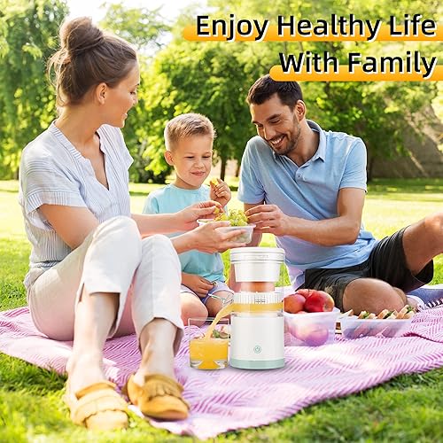 Miniatura 2 de Exprimidor de cítricos, exprimidor eléctrico portátil para cítricos con USB y cepillo de limpieza, exprimidor naranja recargable de acero inoxidable