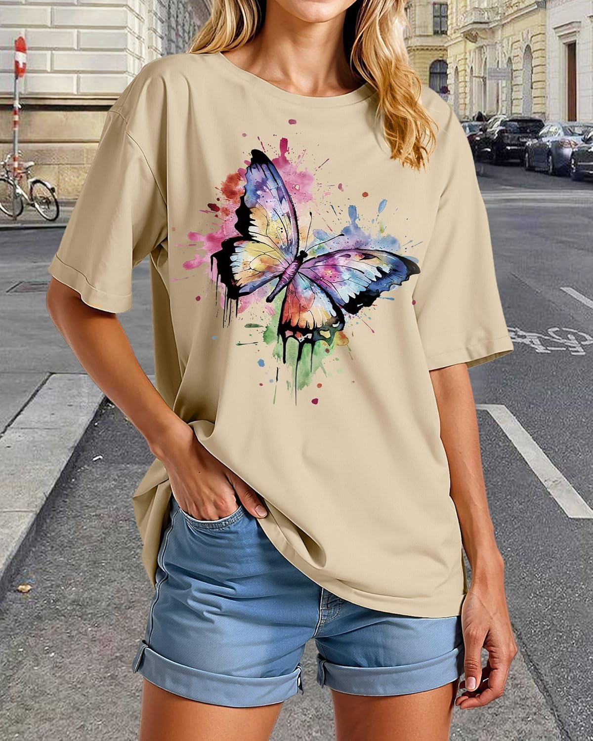 Women’s Oversized Graphic Tees Vintage Casual Drop Shoulder T-Shirt Print Summer Holiday Loose Fit Tops - Image 4