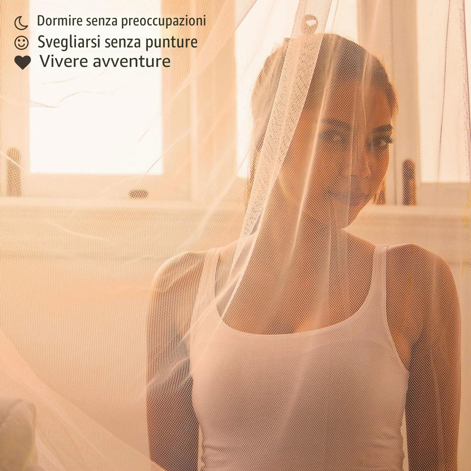 Outdoro Zanzariera da viaggio con gancio adesivo – Extra grande per letto matrimoniale e letto singolo - Zanzariera baldacchino