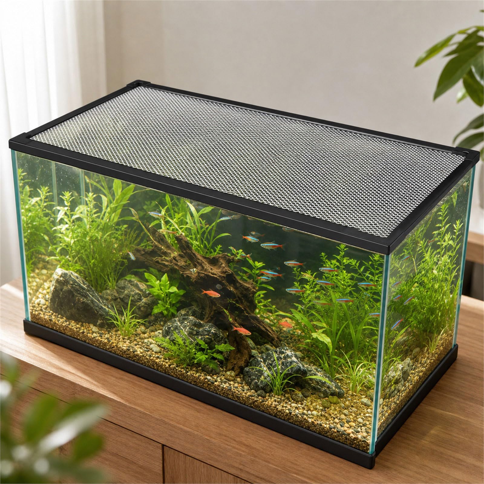 Couvercle magnétique pour Aquarium,Couverture Anti-Saut D'Aquarium,Écran D'aquarium Couvercle Supérieur Filets Anti-évasion,Découpable,pour Domicile,Bureau,Hall,Voyage,Animaleries