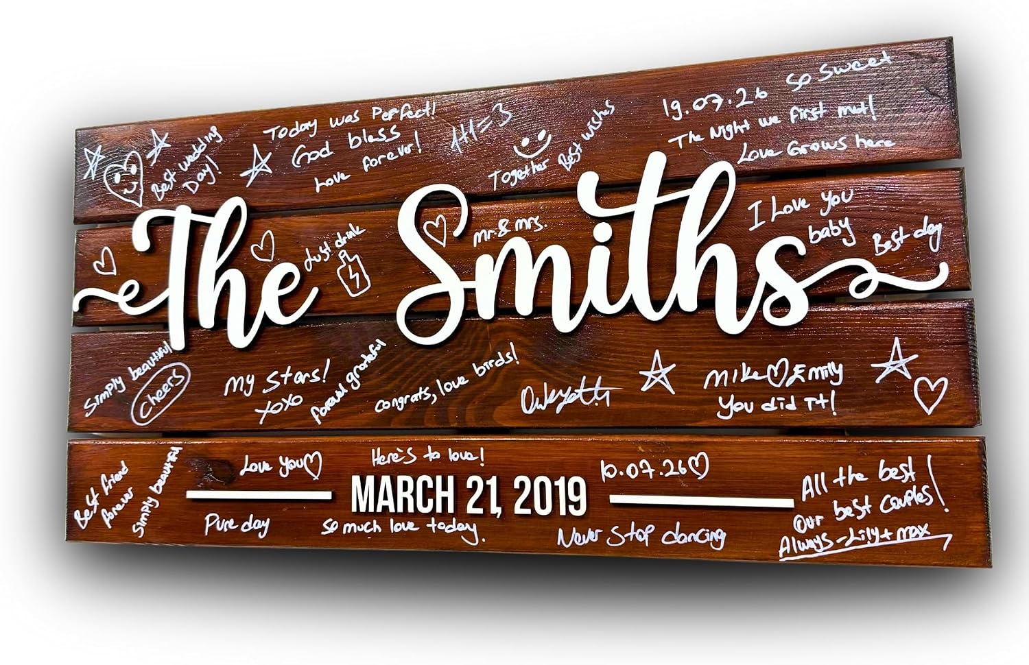 Personalized Wedding Guest Book Alternative, Custom Big Size 3D Last Name Wooden Name Sign - Rustic Pallet Guestbook Sign for Reception Decor, Unique Wooden Wall Art Keepsake for Couples (33.5x17.5")