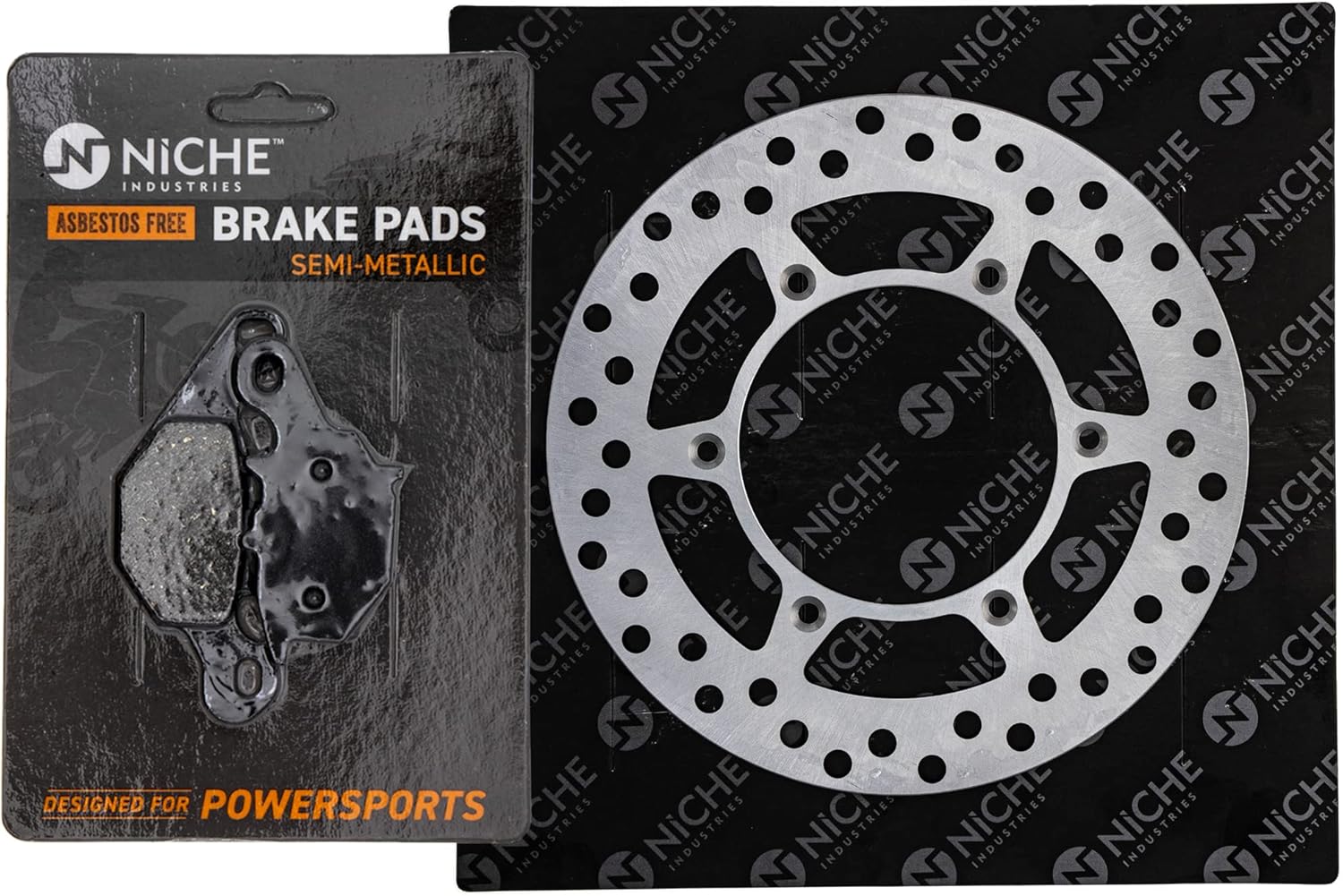 NICHE Front Left Brake Rotor Pad Kit Semi Metallic For Kawasaki KLX125L Suzuki DRZ125 43082-S005 59301-20870 41080-S004