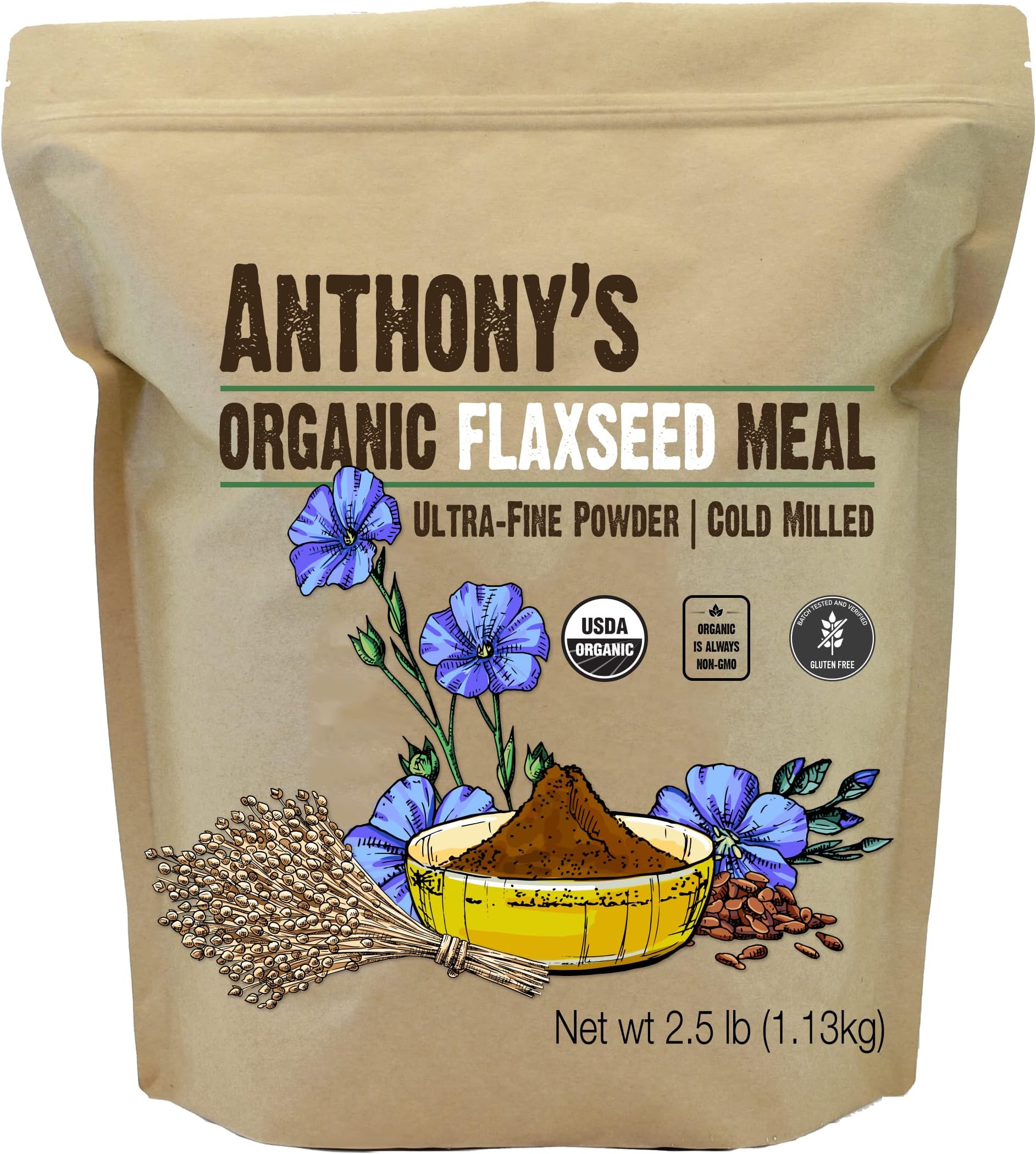 Frontier Flax Seed Whole Certified Organic, 16 Ounce Bags