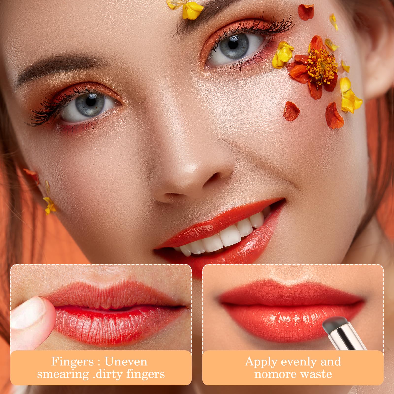 Amabro Lot de 2 pinceaux de maquillage réutilisables en silicone à tête ronde hautement élastique pour gloss à lèvres, huile à lèvres, masque à lèvres, accessoires de maquillage portables, essentiels