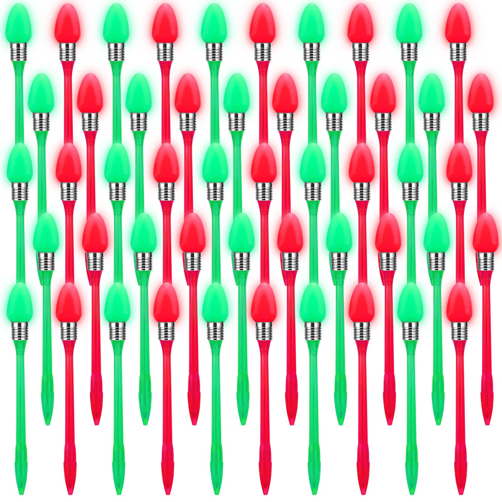 Photo 1 of Qilery 50 Pcs Christmas LED Roller Ball Pens Christmas Bulb Pen Colored Christmas Ballpoint Pens for Adults School Office Accessory Outdoor Xmas Party Favor Supplies (Oval Bulb)