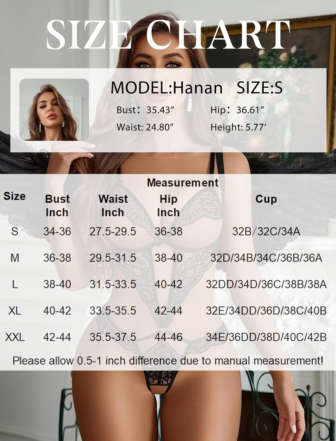 Avidlove Lingerie for Women Sexy One Piece Lace Babydoll Bodysuit Deep V Teddy Lingerie
