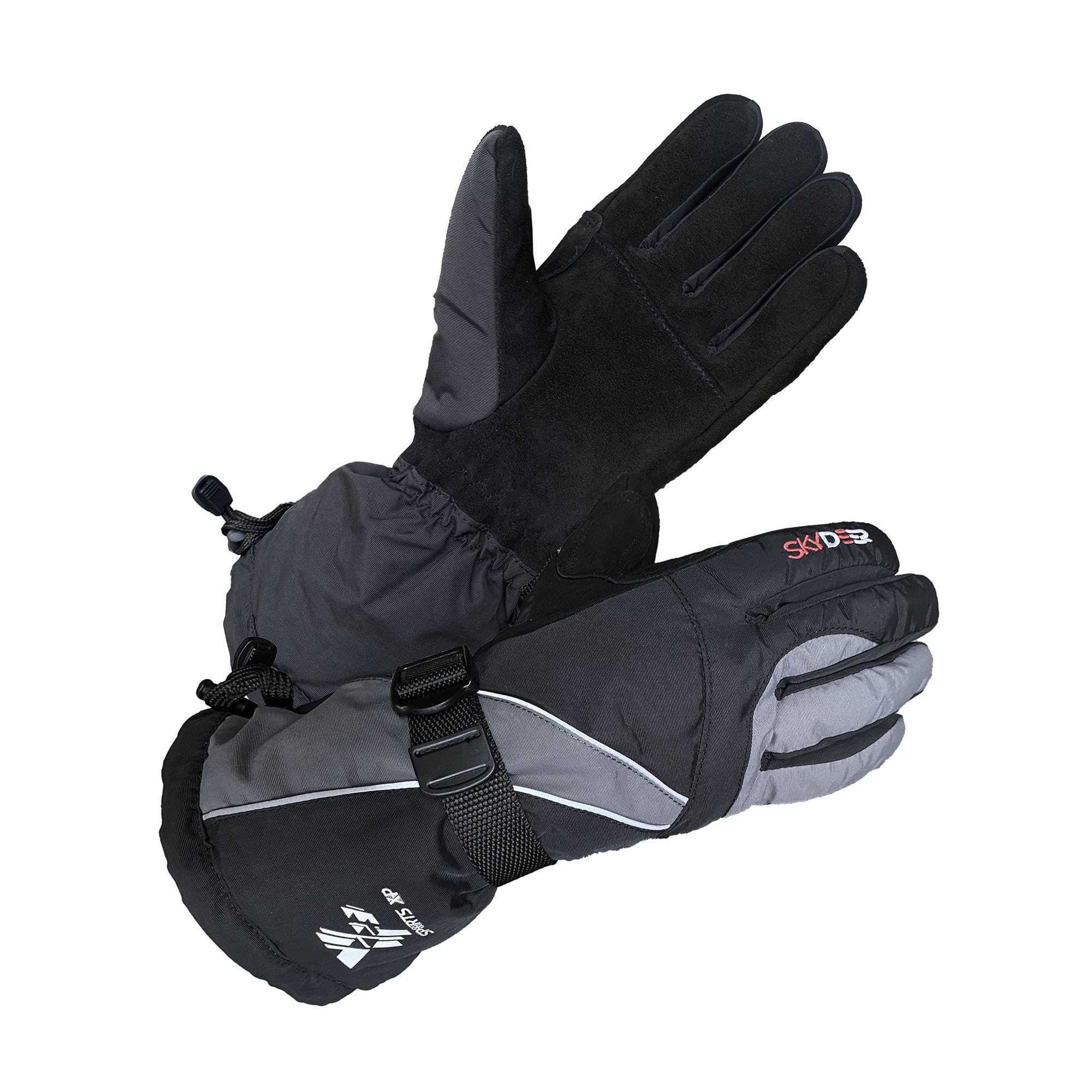 SKYDEER 100% Waterproof and Premium Deerskin Suede Leather Ski Gloves with 150G 3M Thinsulate Lining, Ultra Soft & Durable & Warm Cold Weather Gloves